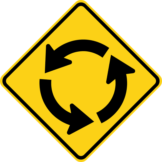 Roundabout Ahead Sign — Alberta road sign
