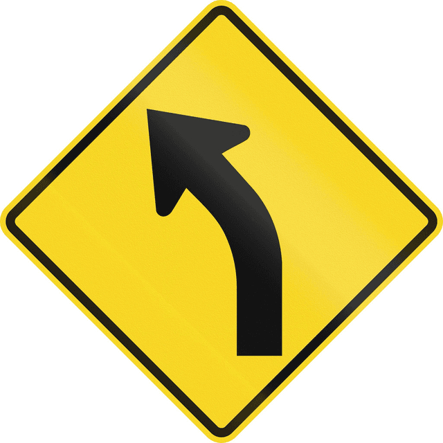 Curve Ahead Sign in Alberta