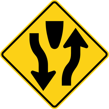 Divided Highway Begins Sign in Alberta