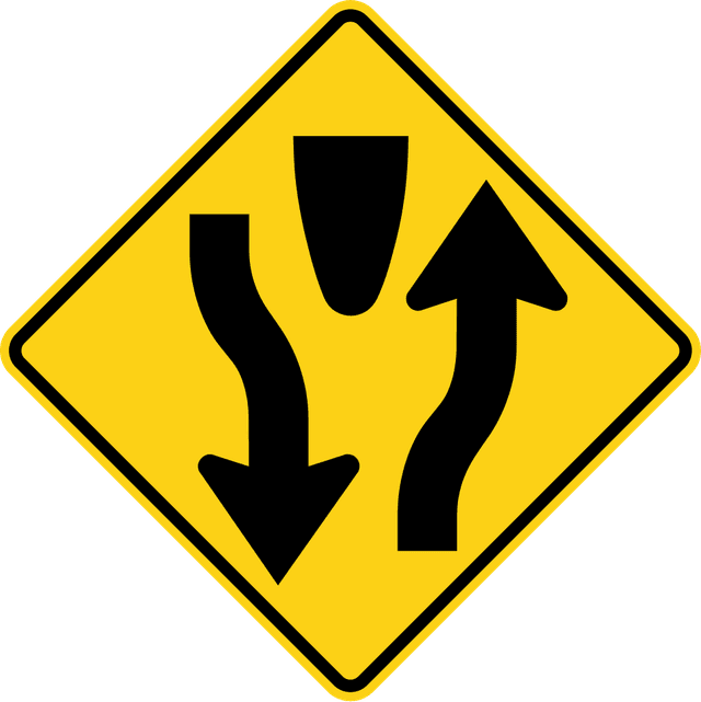 Divided Highway Begins Sign in Alberta