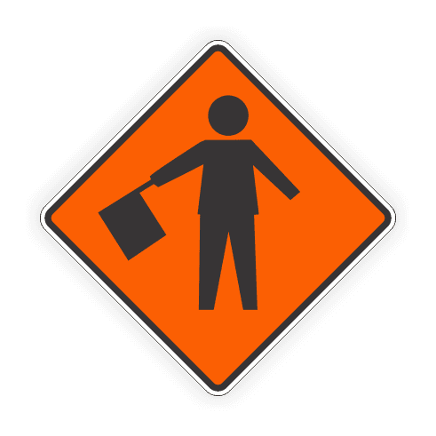 Flag Person Ahead Sign in Alberta