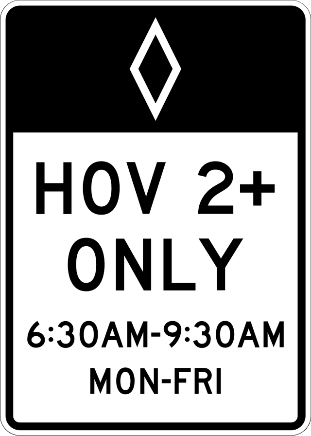 HOV Lane (Diamond) Sign in Alberta
