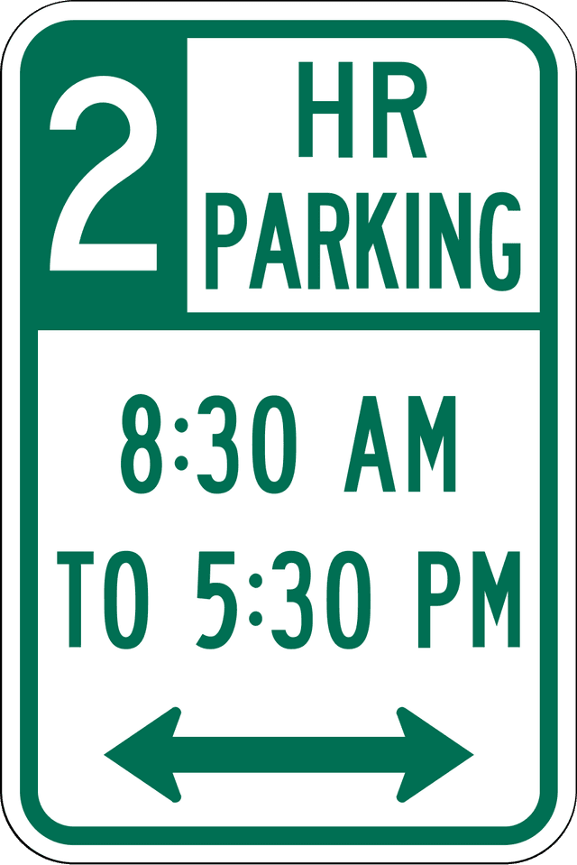 Time-Restricted Parking Sign in Alberta