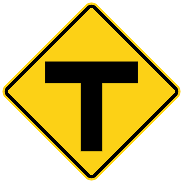 Road Ends / Sharp Turn Sign in Alberta